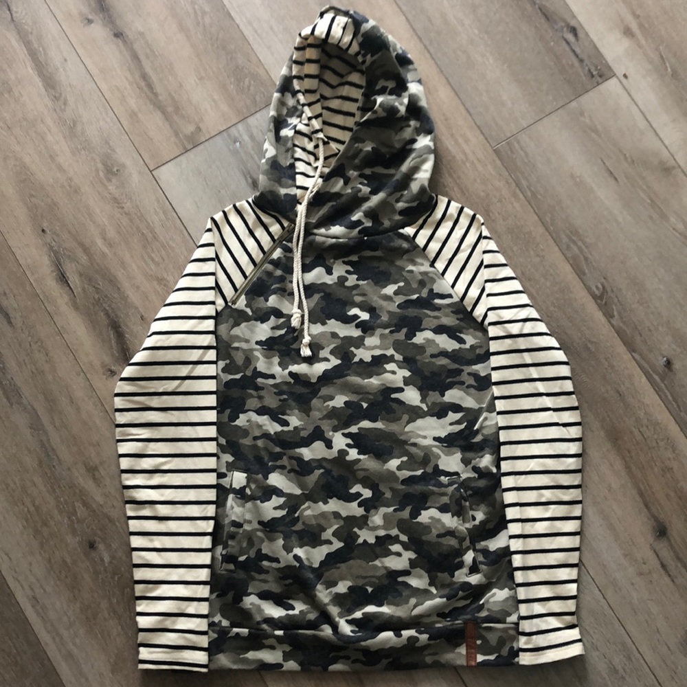 Mindy Mae’s Boutique Double Hooded Camo Sweatshirt